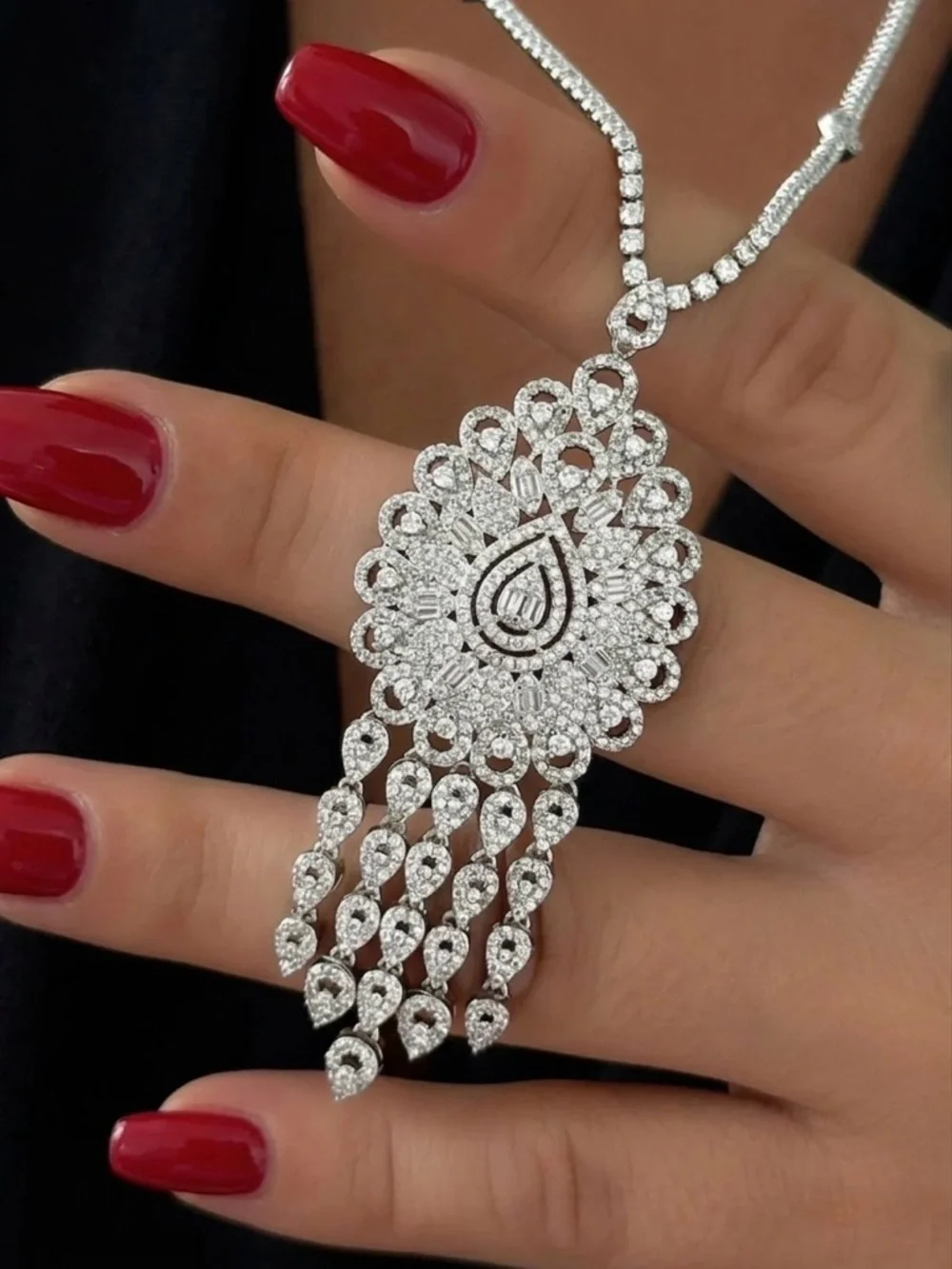 White Gold Plated Made W Swarovski Crystal Women's Necklace Bridal Jewelry